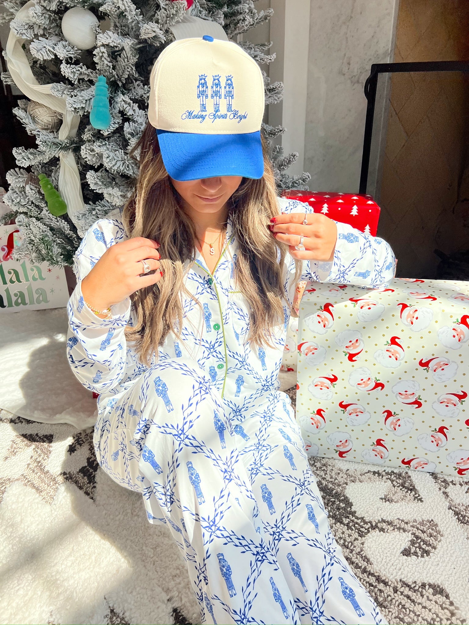 Blue Nutcracker Pajama Long Set