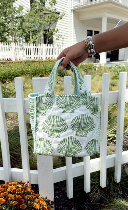 Tote Bag Quilted Block-Print Mini Tote Bag
