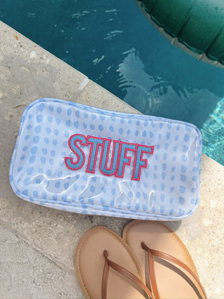 Travel Bag Stuff - Periwinkle Pebbles Clear Coat Large Bag