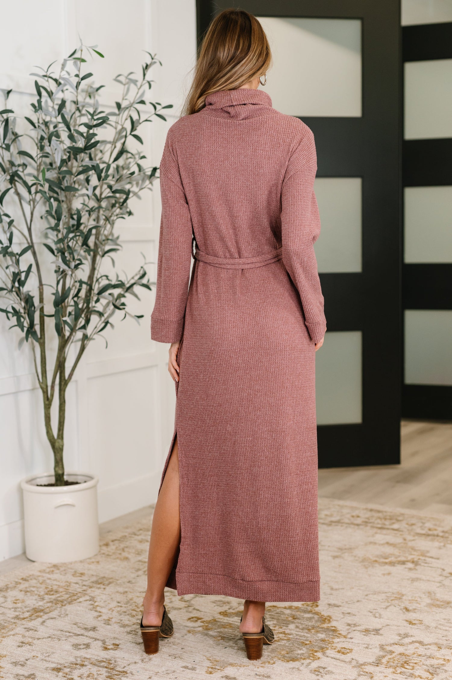 Travel Plush Knit Dress in Autumn Berry