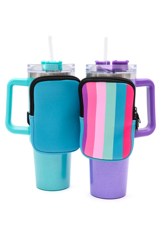 Accessories Tumbler Zip Pouch Sets in Assorted Colors