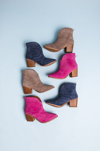 Shoes Twilight Studded Heeled Ankle Boot in Taupe