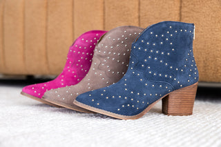 Shoes Twilight Studded Heeled Ankle Boot in Taupe