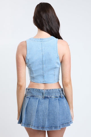 Women's Cropped Button Front Vest