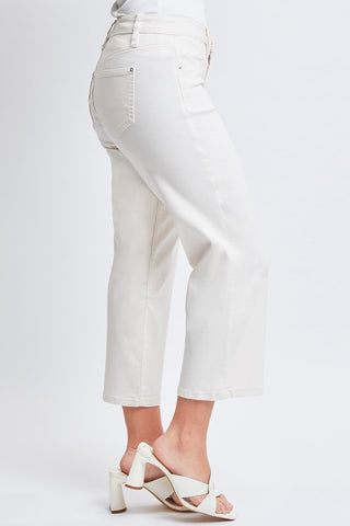 Women's Hyperstretch High Rise Cropped Wide Leg Flood Pants, Gardenia
