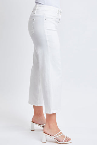 Women's Hyperstretch High Rise Cropped Wide Leg Flood Pants, White