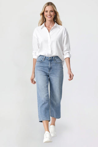 Women's Premium Stretch Cropped Wide Leg Jeans