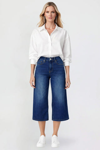 Women's Premium Stretch Cropped Wide Leg Jeans