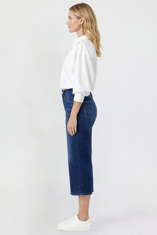 Women's Premium Stretch Cropped Wide Leg Jeans