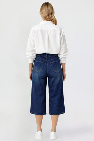 Women's Premium Stretch Cropped Wide Leg Jeans