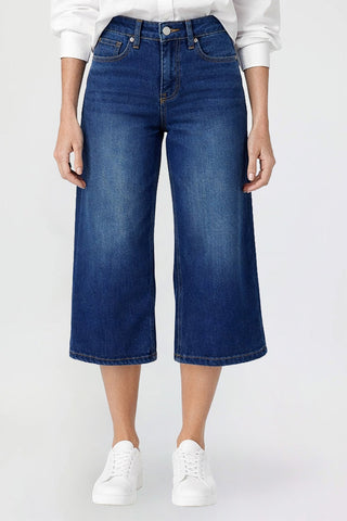 Women's Premium Stretch Cropped Wide Leg Jeans