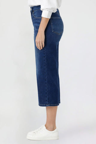 Women's Premium Stretch Cropped Wide Leg Jeans