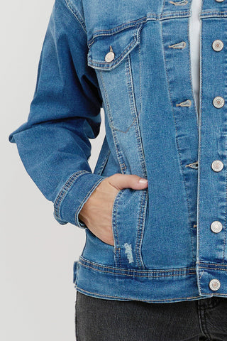 Women's Drop Shoulder Boyfriend Denim Jacket