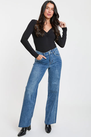 Women's Studded Wide Leg Jeans