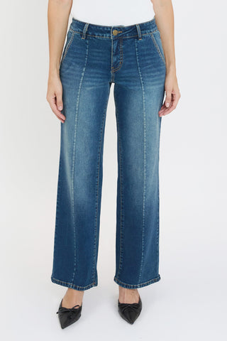 Women's Front Seam Wide Leg Jeans