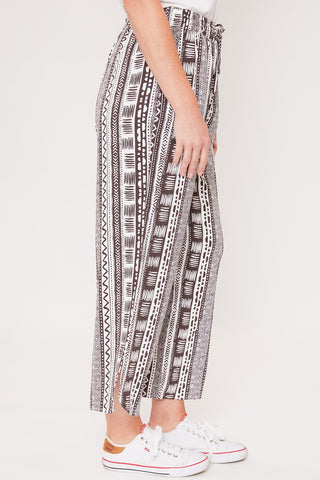 Women's Elastic Waist Pant With Slit Hem