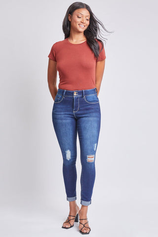 Women's 2 Button Tummy Control Rolled Cuff Jean