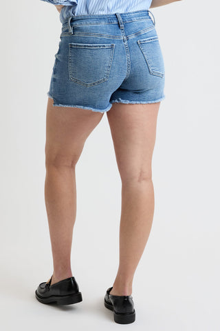 Women's Premium Stretch Fray Hem Hi-Lo Shorts