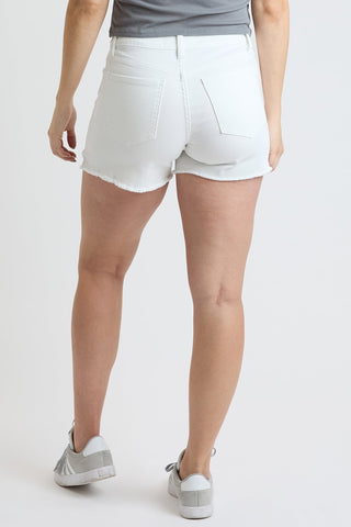 Women's Premium Stretch Fray Hem Hi-Lo Shorts