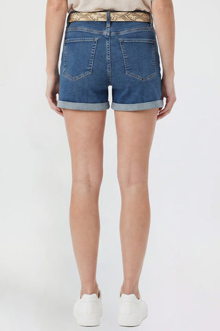 Women's Belted Premium Stretch Fold-Over Cuff Shorts