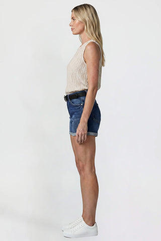 Women's Belted Premium Stretch Fold-Over Cuff Shorts