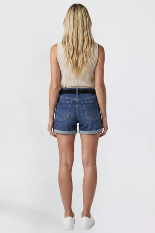 Women's Belted Premium Stretch Fold-Over Cuff Shorts