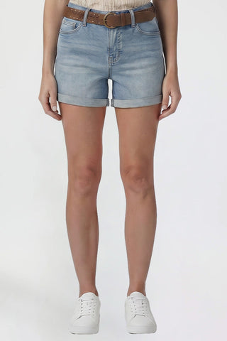 Women's Belted Premium Stretch Fold-Over Cuff Shorts