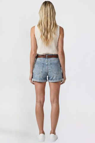 Women's Belted Premium Stretch Fold-Over Cuff Shorts
