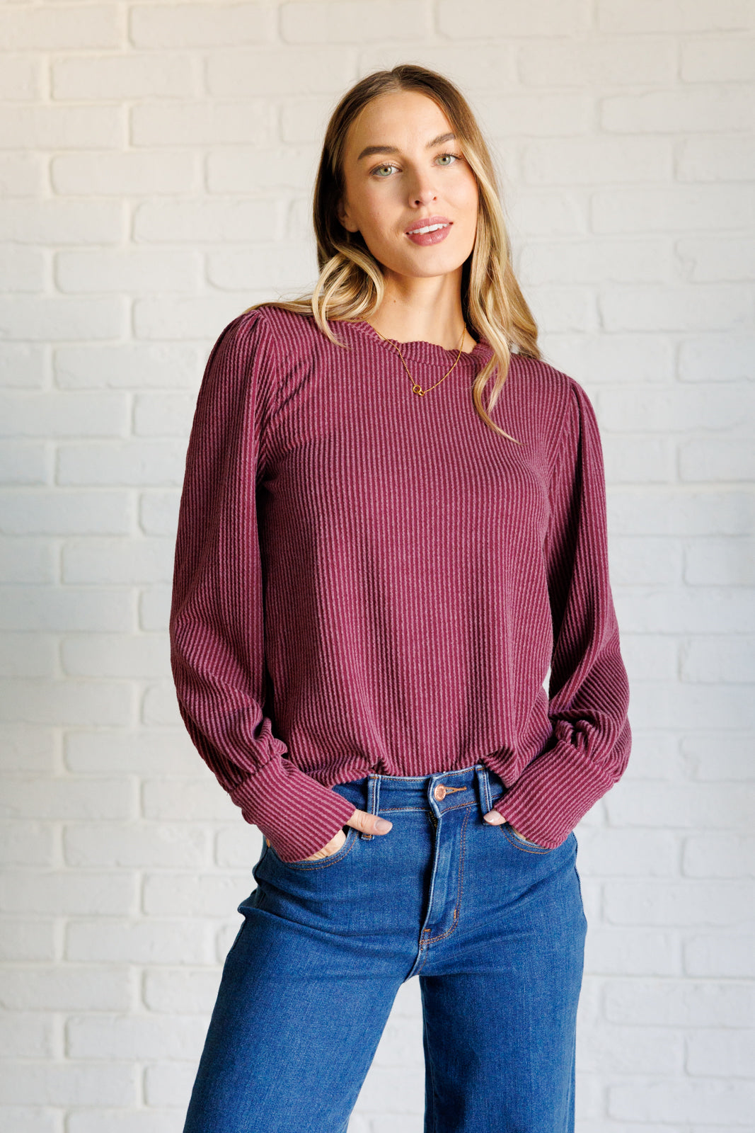 When the Sun Goes Down Mineral Wash Ribbed Knit Top in Wine - Pirates and Pearls Boutique