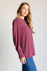 When the Sun Goes Down Mineral Wash Ribbed Knit Top in Wine - Pirates and Pearls Boutique