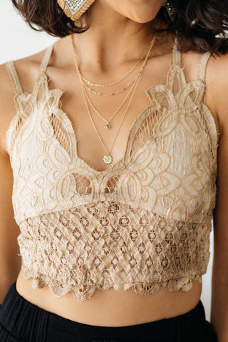 Tops Live In Lace Bralette in Taupe