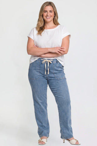 Women's Tie Front Wide Leg Jeans