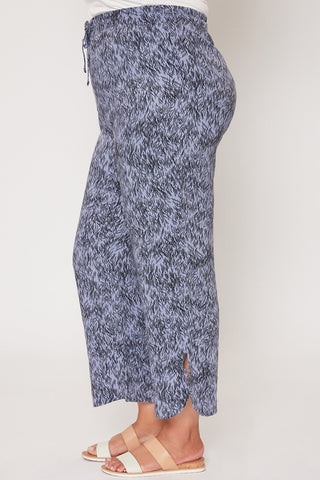 Women's Plus Elastic Waist Pant With Slit Hem