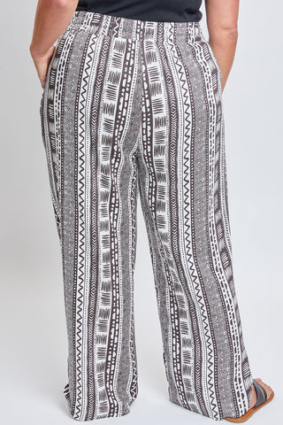 Women's Plus Elastic Waist Pant With Slit Hem