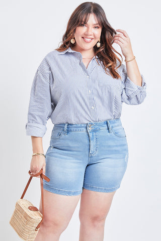 Women's Plus Size Basic 2-Button Side Slit Hem Shorts