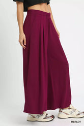 Umgee Wide Leg Pants with Pockets