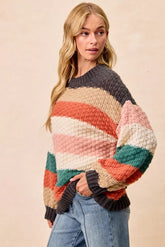 BiBi Stripes Color Block Chunky Sweater