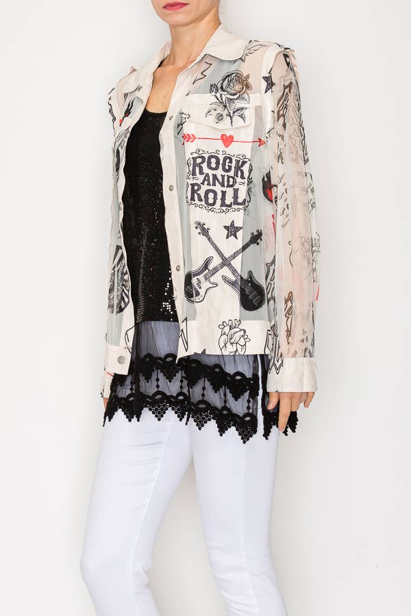 Faux Suede Mesh Trimmed Detailed Jacket - 4820BG RNR