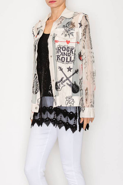 Faux Suede Mesh Trimmed Detailed Jacket - 4820BG RNR