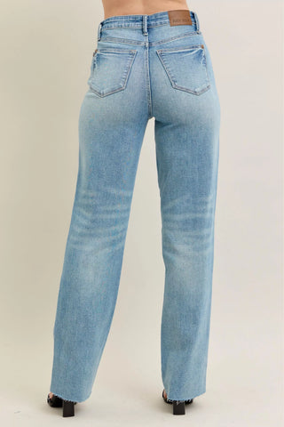 Judy Blue Full Size High Waist Rigid Magic Star Shaped Destroy 90's Straight Jeans Plus Size