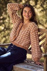 SO ME Soft Chenille Yarn Textur Button Sweater Cardigan