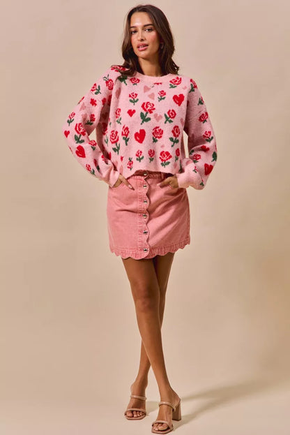 SO ME Vintage Wash Scallop Edge Denim Mini Skirt