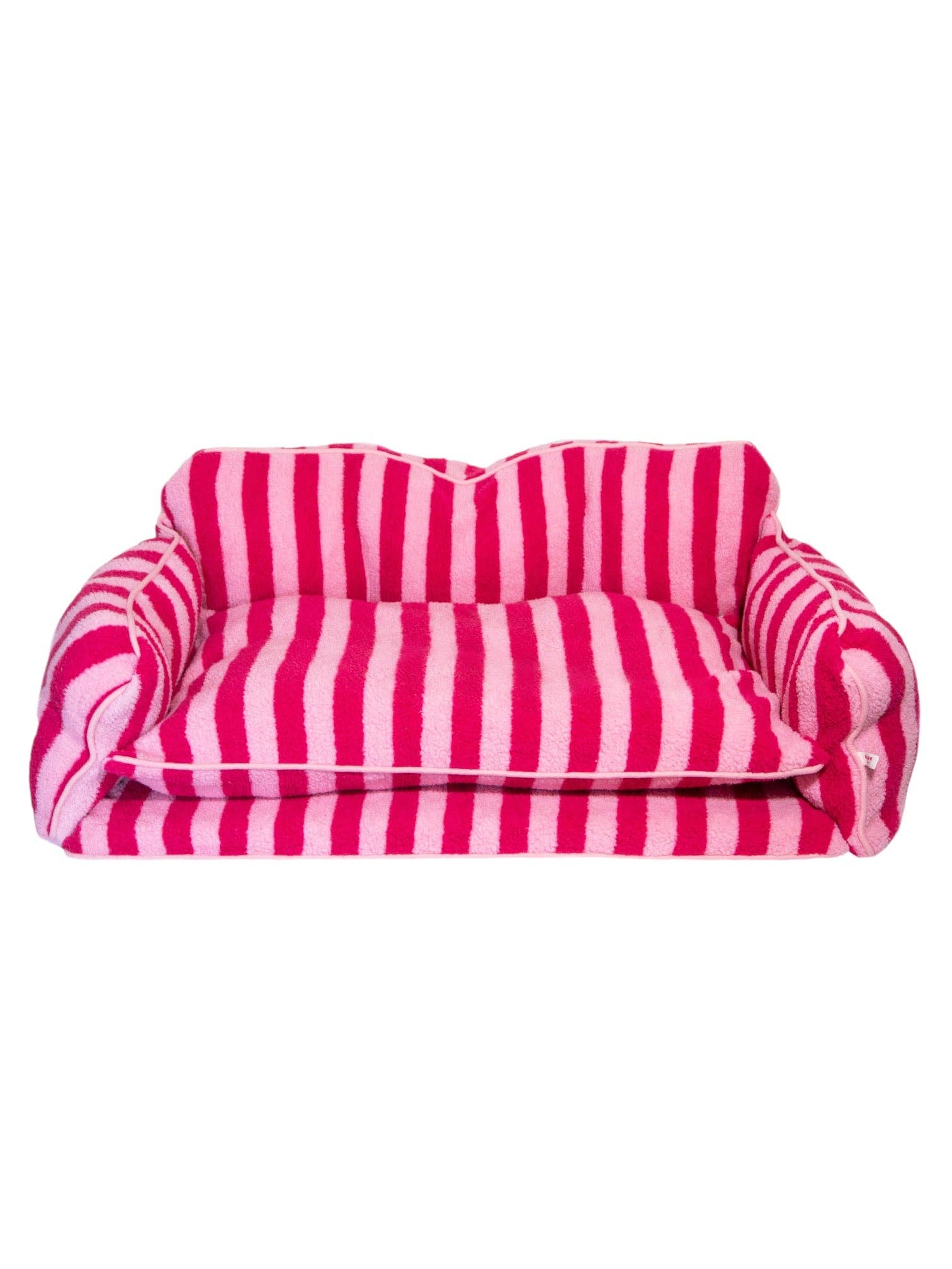 Pretty Pink Striped Dog Bed