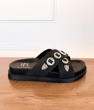 Calanthe Western Concho Sandal in Black