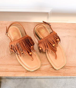 Claremont Fringe Sandal in Tan