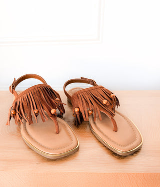 Claremont Fringe Sandal in Tan
