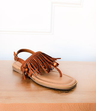 Claremont Fringe Sandal in Tan