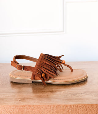 Claremont Fringe Sandal in Tan