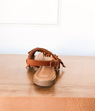 Claremont Fringe Sandal in Tan