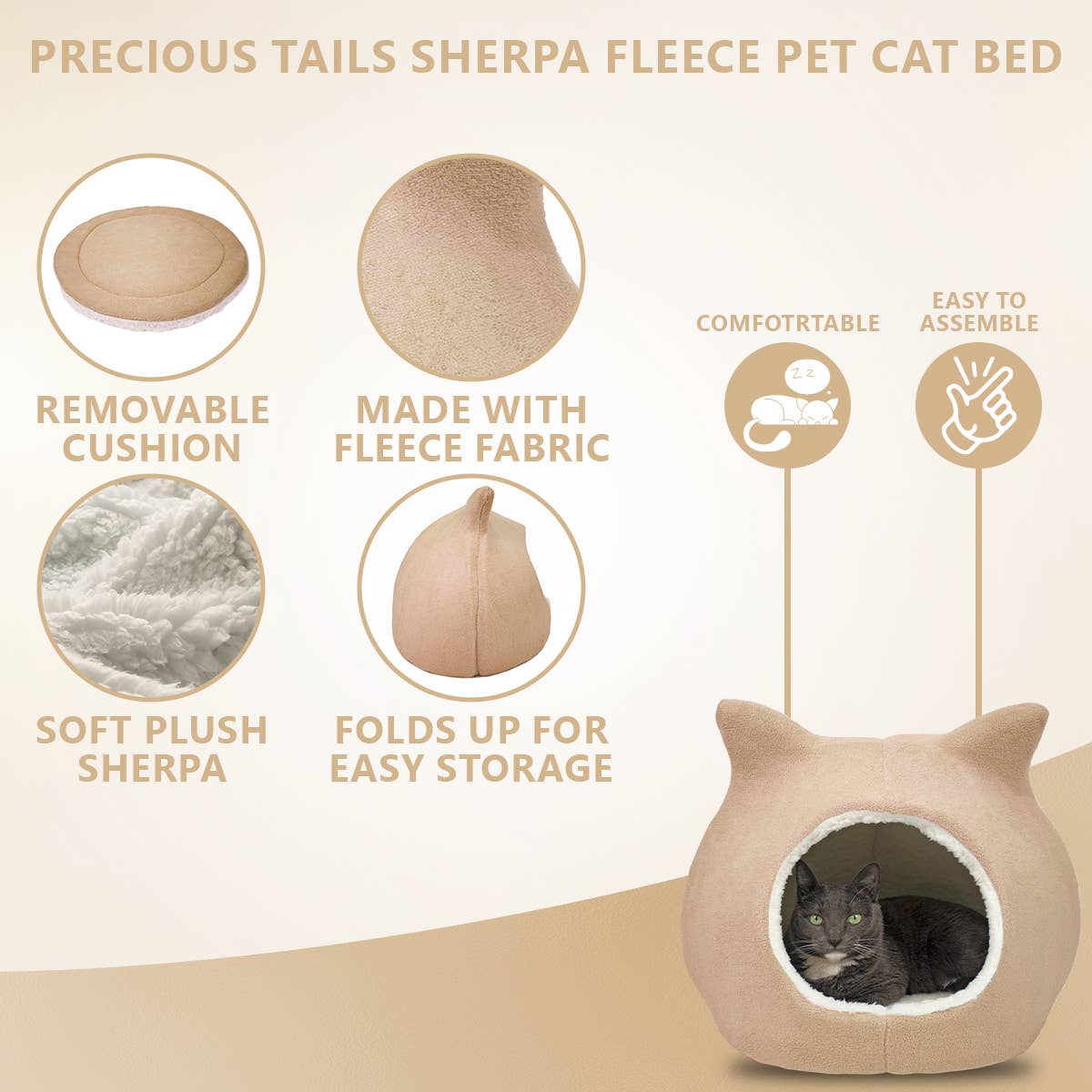 Precious Tails Fleece Cat Ears Pet Dome